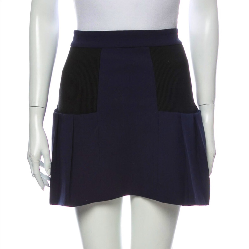 Alice + Olivia Pleated Blue & Black Mini SkirtXS/2